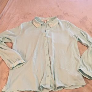 Mint long sleeve blouse